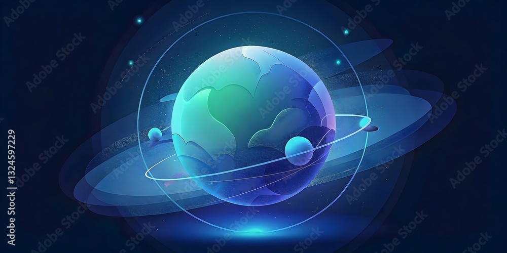 Fototapeta premium Stunning Celestial Sphere Vibrant Cosmic Journey Planets Orbiting Universe