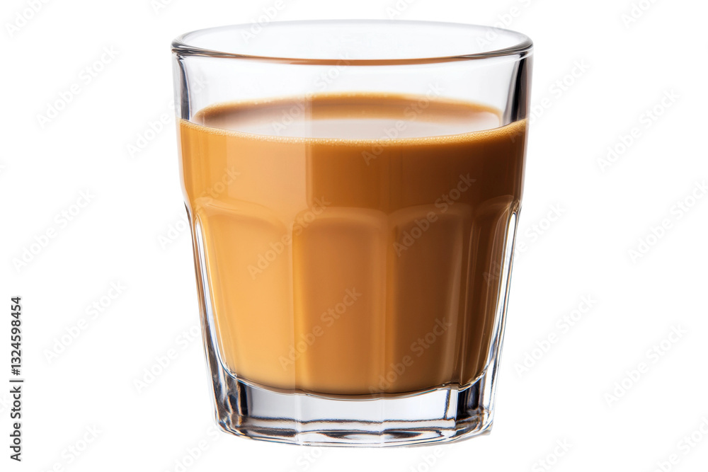 Warm beverage in a clear glass cup on a table, cut out Warm beverage in a clear glass cup on a table, cut out
