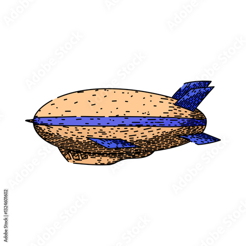 blimp airship sketch hand drawn vector