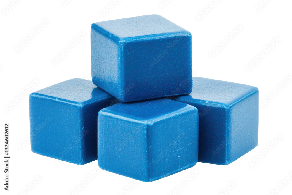 Fototapeta premium Four blue cubes stacked for learning, cut out