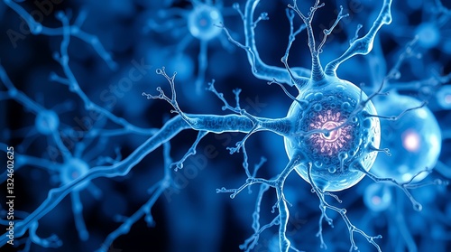 Electric blue fusion of DNA brain and spider in a fractal energy field