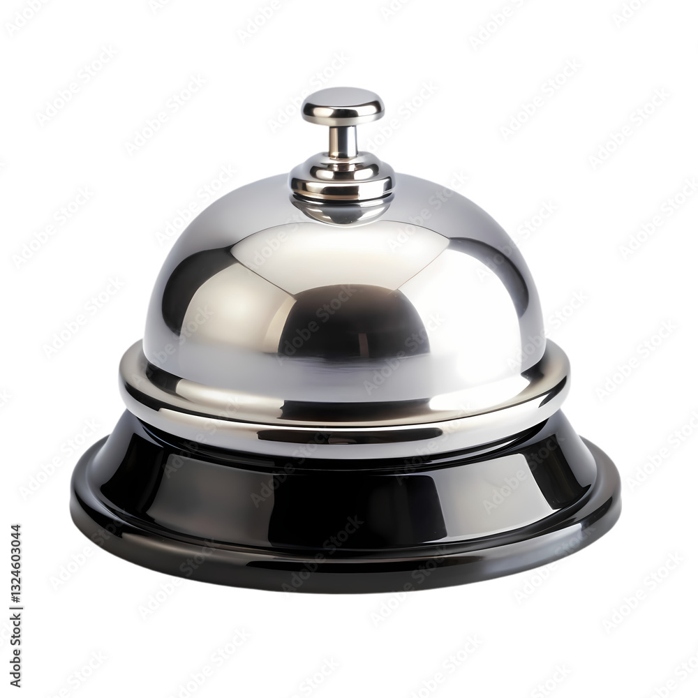 Silver Service Bell: Reception Desk Bell Image on transparent background Silver Service Bell: Reception Desk Bell Image on transparent background