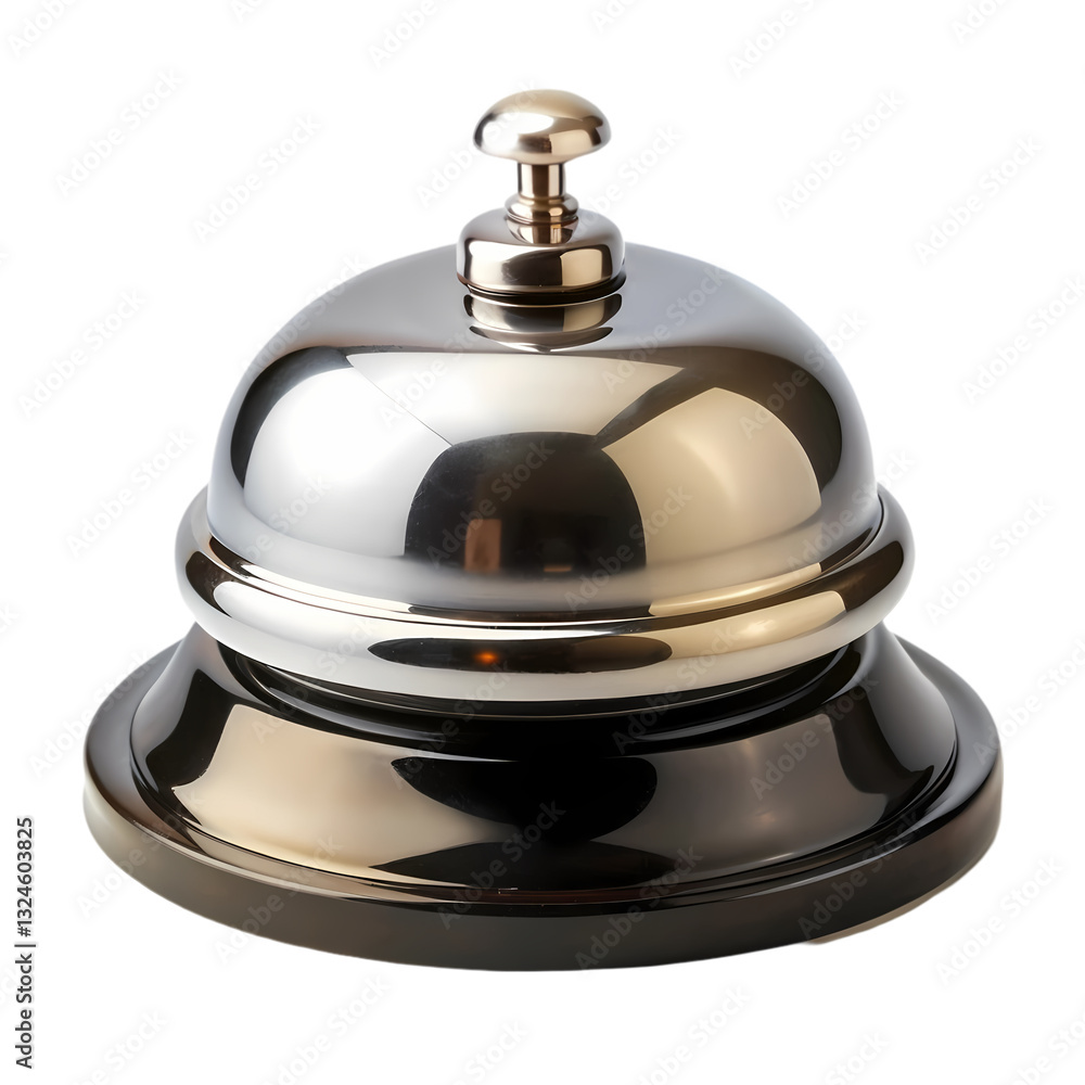 Chrome Service Bell, Reception Bell, Hotel Bell on transparent background Chrome Service Bell, Reception Bell, Hotel Bell on transparent background
