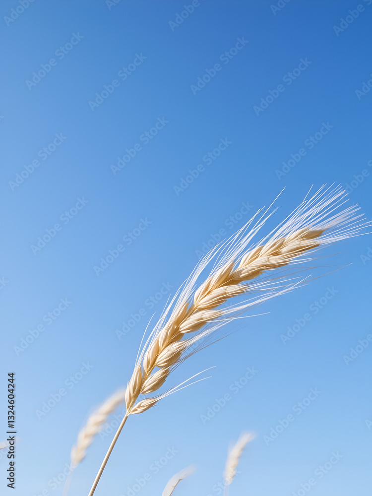 Fototapeta premium Stalk of Wheat Blowing in the Wind