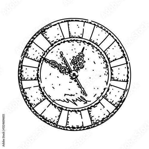 second clock sketch hand drawn vector