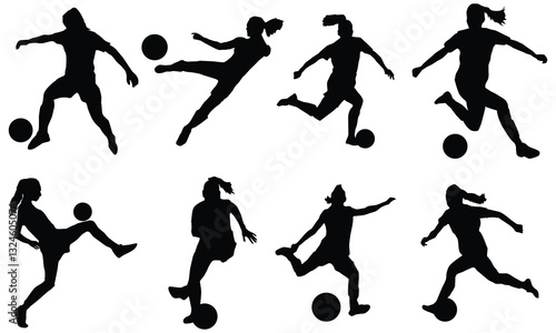 Wallpaper Mural female soccer player silhouettes Torontodigital.ca