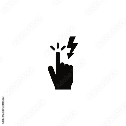 Electric shock warning icon with upward finger and lightning bolts.