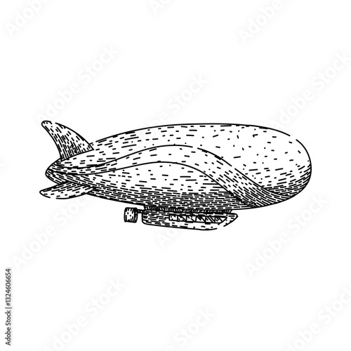 aerostat airship sketch hand drawn vector