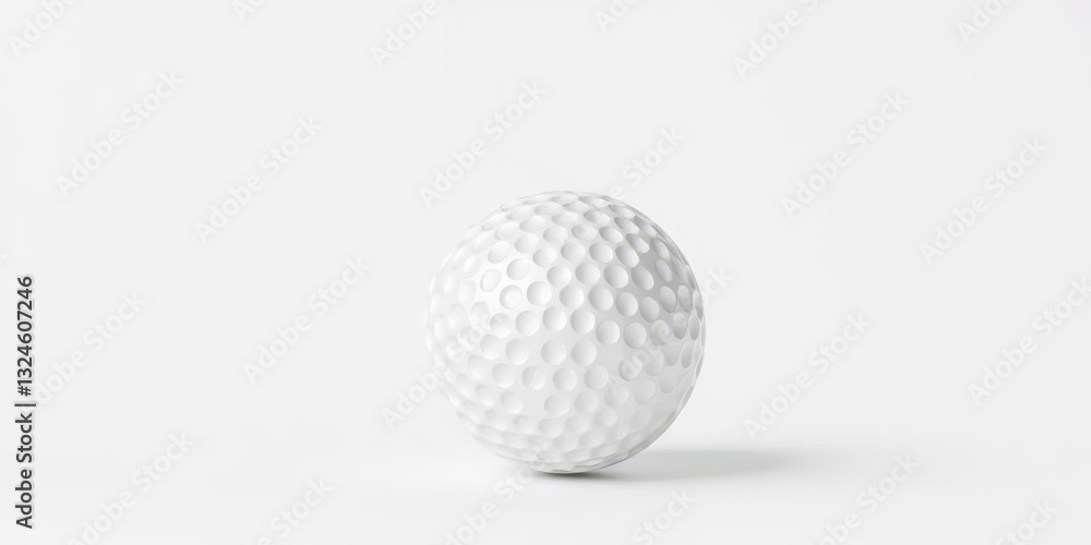 A pristine white golf ball sits centered against a pure white backdrop, simple, macro A pristine white golf ball sits centered against a pure white backdrop, simple, macro