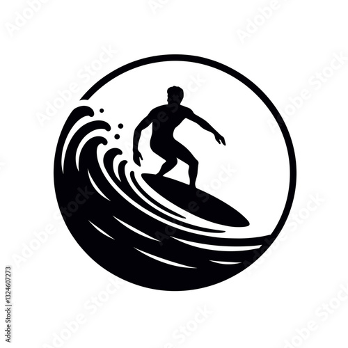 Silhouette surfer riding wave.