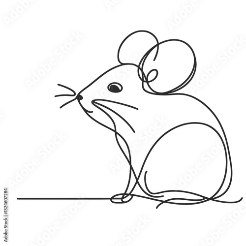Mouse sniffing curiously against white background