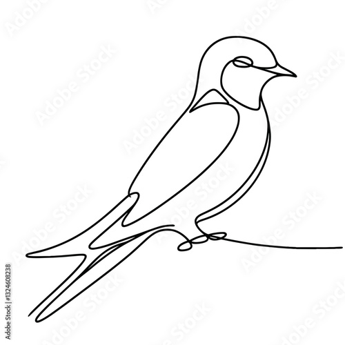Swallow perched sitting on a branch.