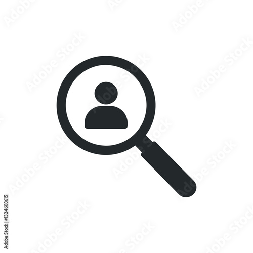 Magnifying Glass Icon Focusing on Human Figure Silhouette