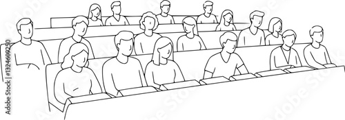 Contour of group people in auditorium. Vector illustration
