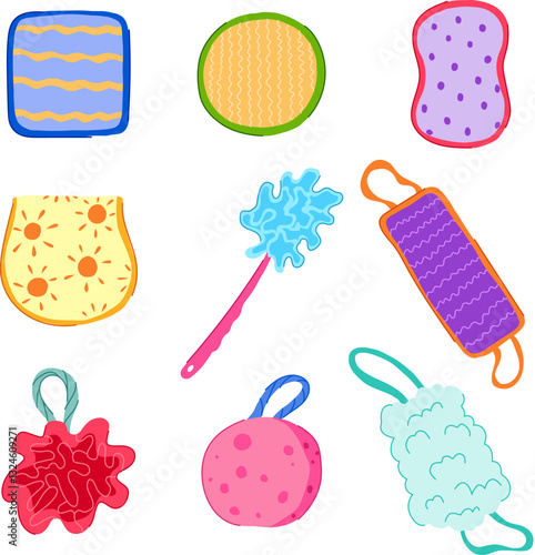washcloth baby set cartoon vector illustration