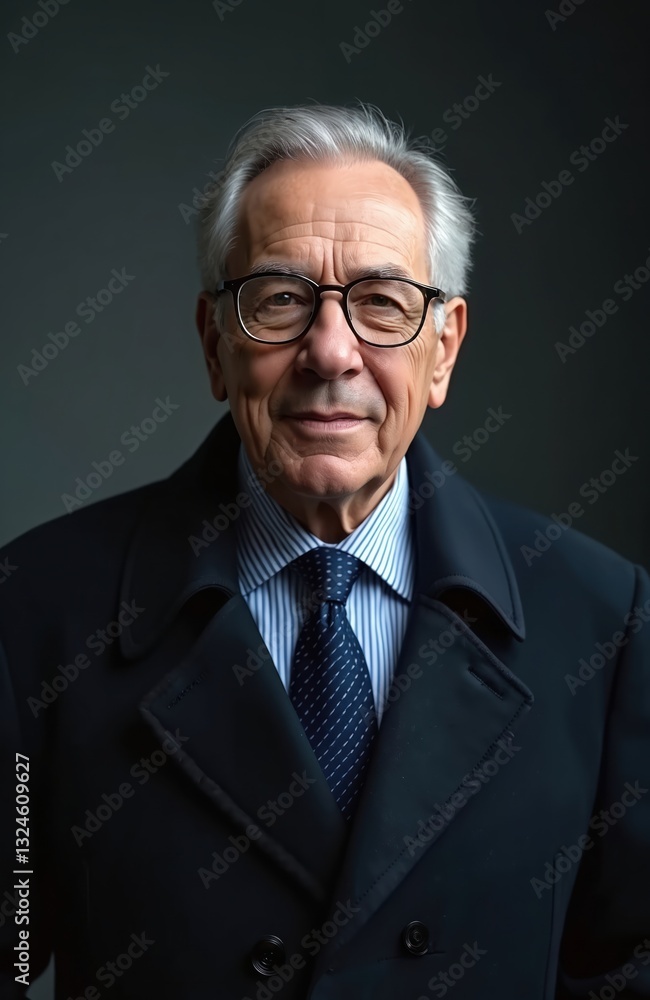 Close-up portrait of confident mature businessman in eyeglasses. Gray hair, black coat, shirt, tie. Leader, ceo, company boss. Photo for business concept, older generation, corporate culture, Close-up portrait of confident mature businessman in eyeglasses. Gray hair, black coat, shirt, tie. Leader, ceo, company boss. Photo for business concept, older generation, corporate culture,