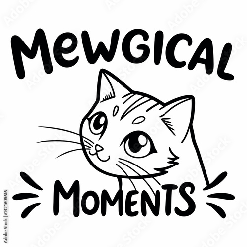 "Mewgical Moments" Cat T-Shirt Design - Cute Cartoon Feline for Cat Lovers
