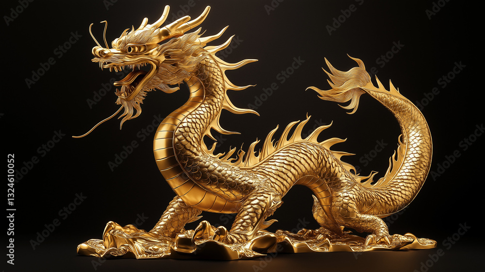 Fototapeta premium AI generator image of a beautiful Chinese dragon statue that represents the unique art of Asian people. 