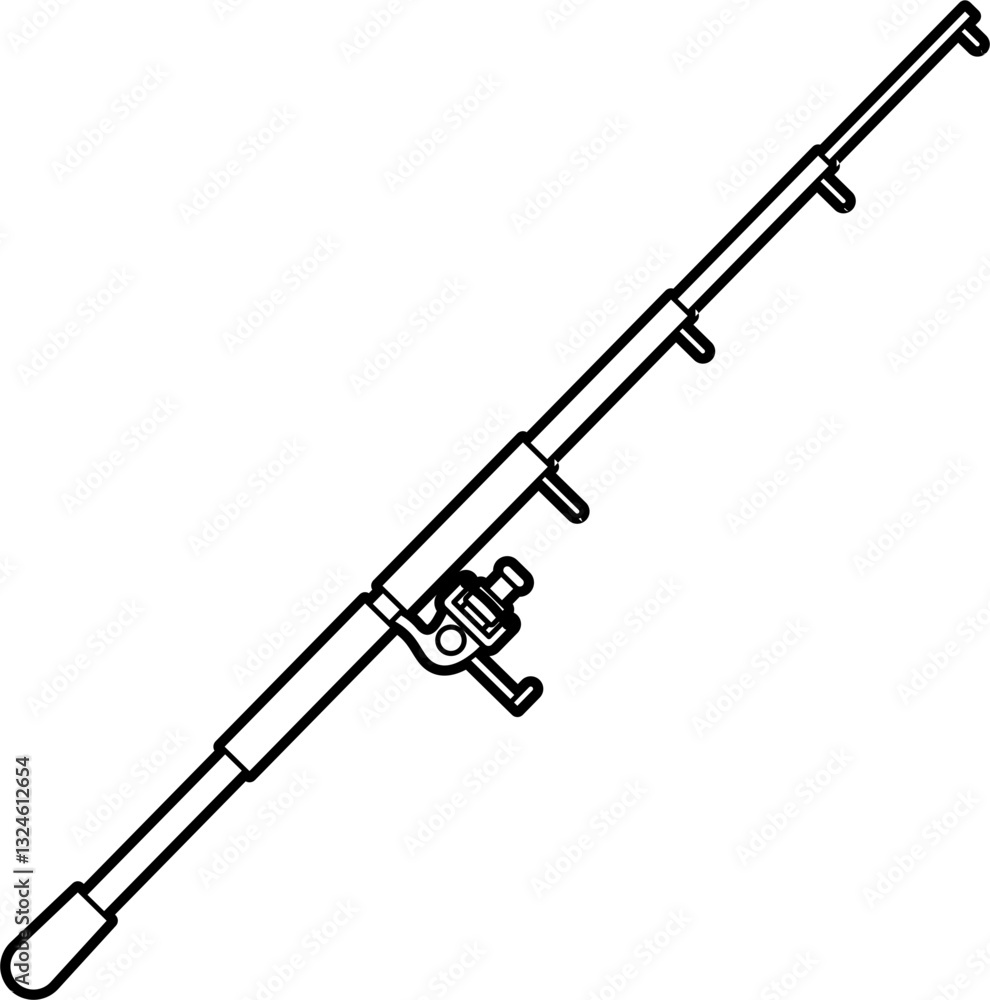 Fishing Rod Outline Illustration Vector