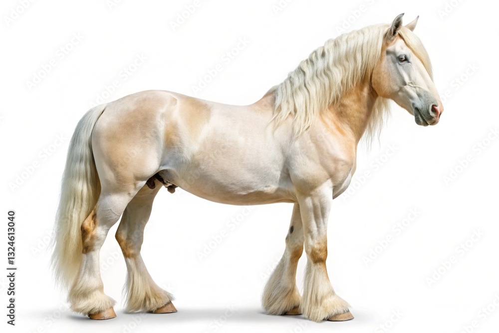 Obraz premium American cream draft horse isolated on white background