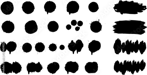 Ink spray dots, paint brush drops, background. Vector illustration

