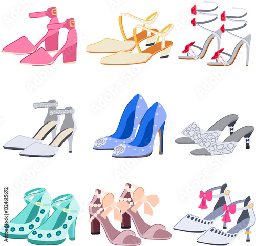shoes wedding set cartoon vector illustration