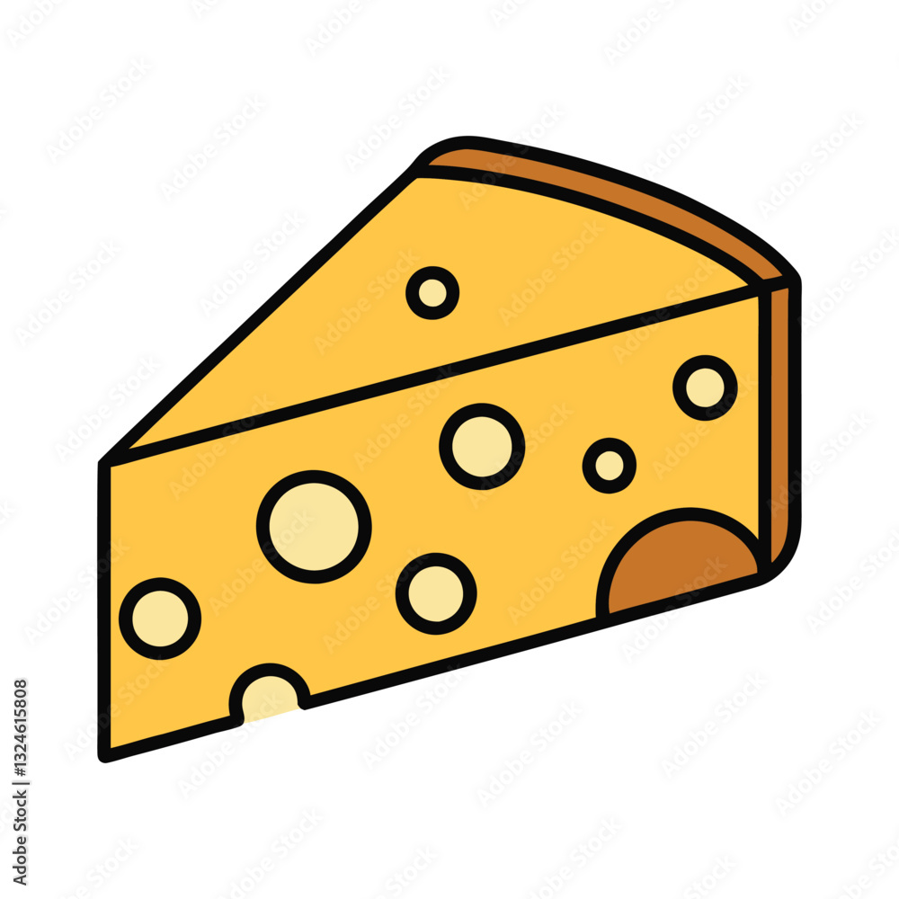 Hand drawn cheese parts and slices Hand drawn cheese parts and slices