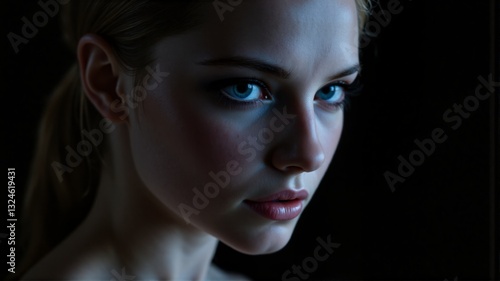 Wallpaper Mural A woman with long blonde hair and blue eyes is staring at the camera Torontodigital.ca