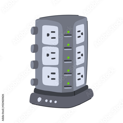 portable multi device charging station cartoon vector illustration