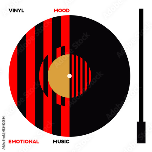 Musical poster for your design. Music design elements for card, invitation, flyer. Music cover. Music background vector illustration. Vinyl record. Illusion. Op Art.