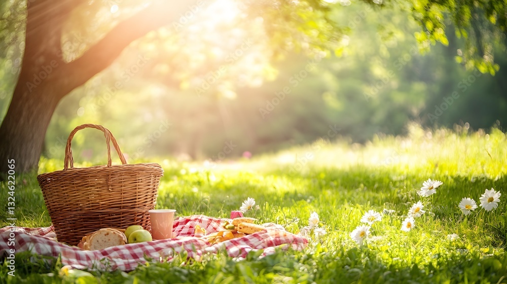Sunny Spring Picnic in a Lush Green Park Sunny Spring Picnic in a Lush Green Park