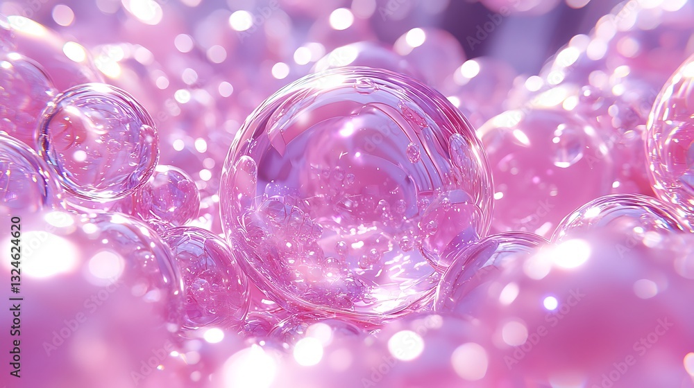Pink Glossy Spheres Abstract Background Pink Glossy Spheres Abstract Background