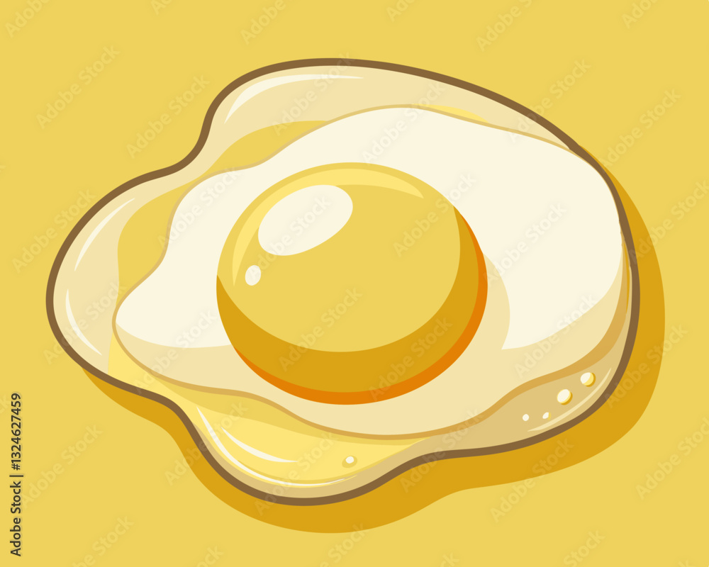 perfectly cooked sunny-side-up egg, on a pale yellow background.