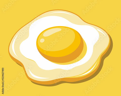 perfectly cooked sunny-side-up egg, on a pale yellow background.