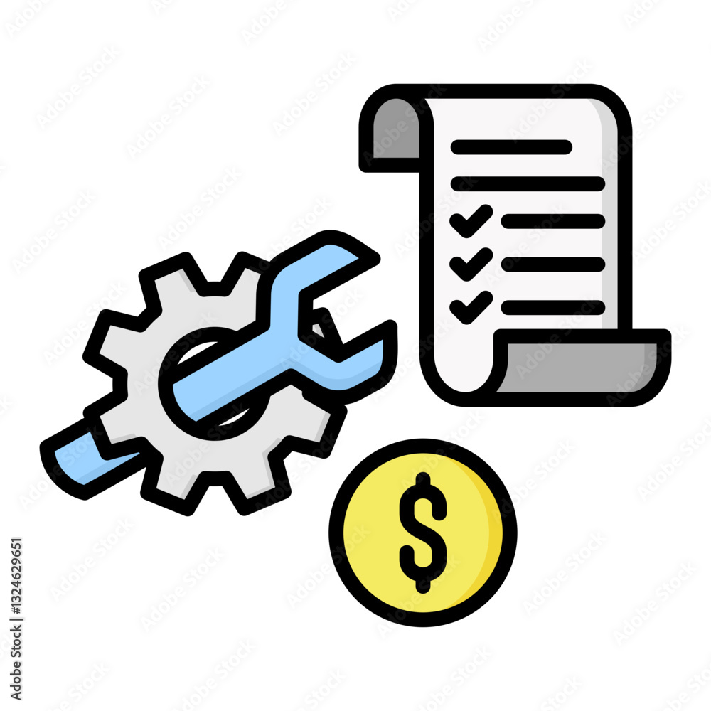 Bill icon in Flat Color Style With Outline. Simple Vector Design. Simple Vector Flat Icon Bill icon in Flat Color Style With Outline. Simple Vector Design. Simple Vector Flat Icon