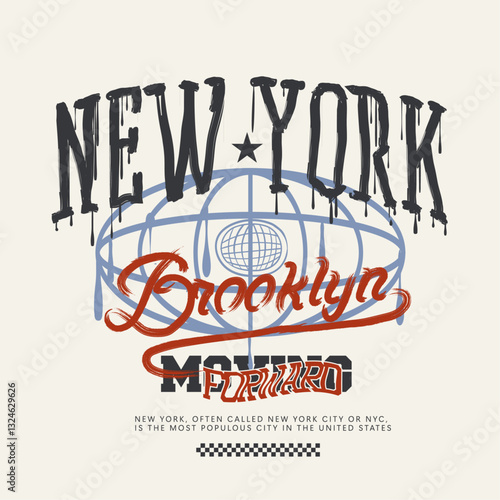 new York Brooklyn Graffiti slogan print with spray splash effect. graphic tee t shirt or sweatshirt hoodie fashion print artwork.  Urban typography street art graffiti.