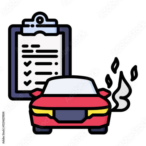 Emissions Test icon in Flat Color Style With Outline. Simple Vector Design. Simple Vector Flat Icon