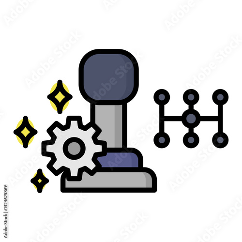Transmission icon in Flat Color Style With Outline. Simple Vector Design. Simple Vector Flat Icon