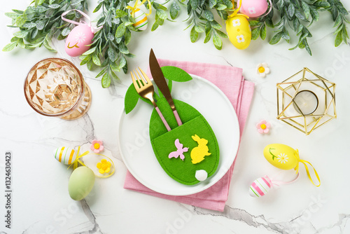 Obraz na płótnie Easter table setting on white background. w salonie