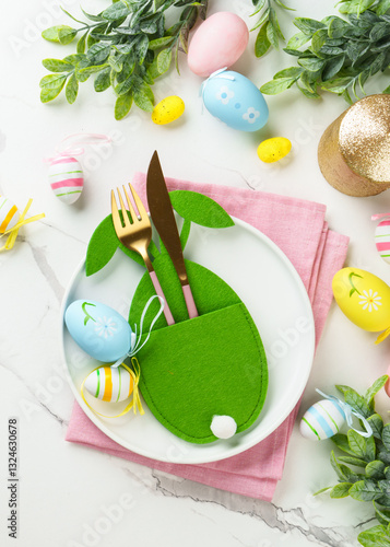 Obraz na płótnie Easter table setting on white background. w salonie