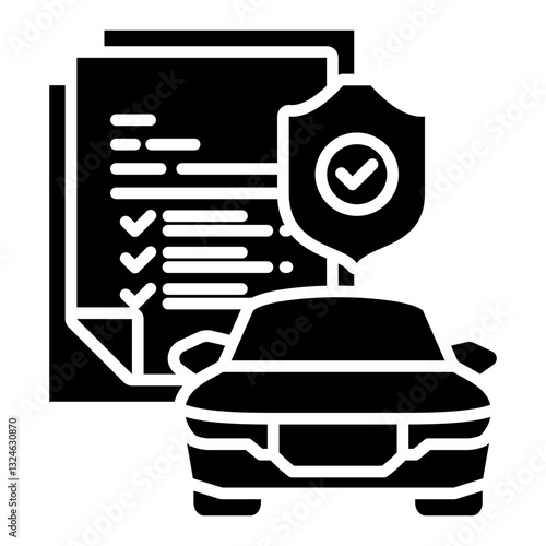 Car Insurance icon in Glyph Style. Simple Vector Design. Simple Vector Glyph Icon