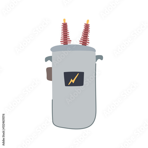 current electrical transformer cartoon vector illustration