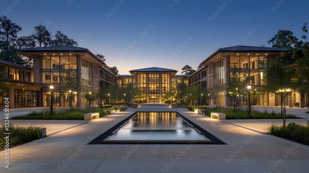 Fototapeta premium Elegant University Campus Blending Modern and Traditional Architecture – Generative AI
