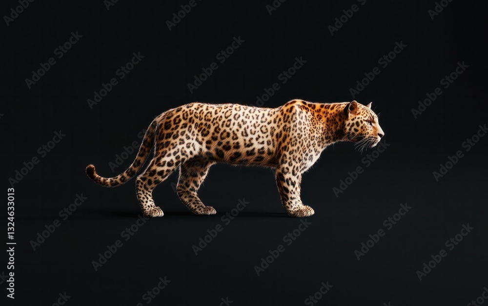 Naklejka premium Pixelated Jaguar Profile on Black Background