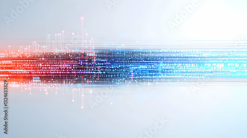 Abstract Red Blue White Light Streaks On Gradient Background Data Flow In Cyberspace High Tech Communication Concept