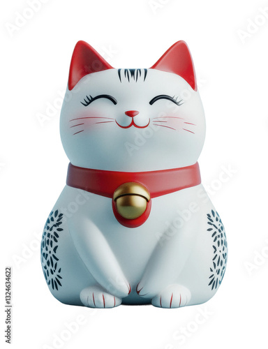 Wallpaper Mural Japanese lucky maneki-neko cat figurine with red collar and bell, cut out Torontodigital.ca