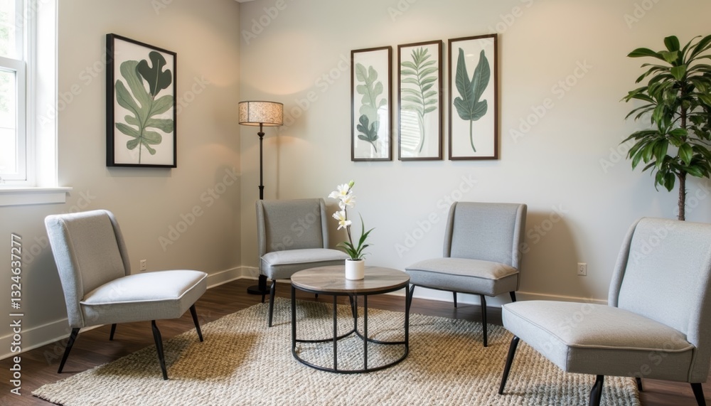 Tranquil wellness space with inviting seating and soothing decor designed for relaxation and rejuvenation in a serene environment ideal for mindfulness and mental well-being Tranquil wellness space with inviting seating and soothing decor designed for relaxation and rejuvenation in a serene environment ideal for mindfulness and mental well-being