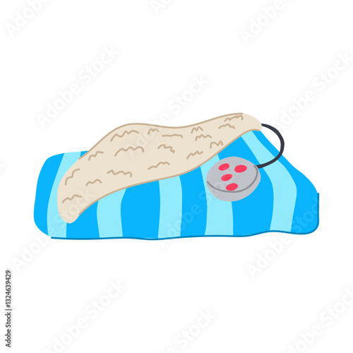 fleece blanket heated cartoon vector illustration