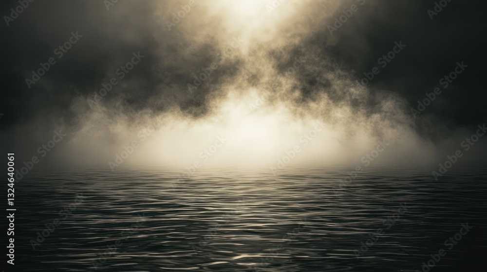 Obraz premium Mysterious foggy sea scene at night.