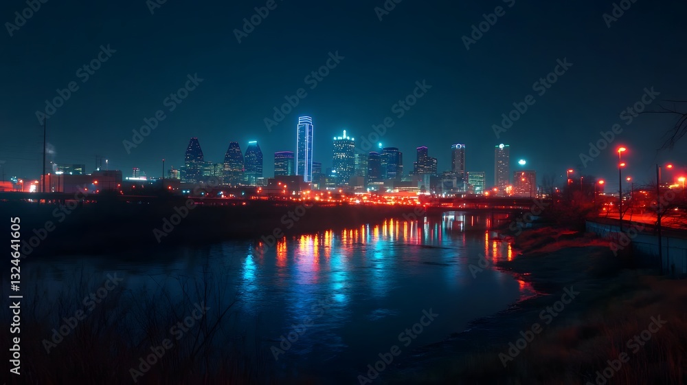 Obraz premium Dallas Skyline Night Photography